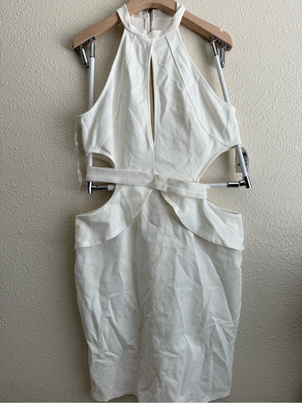 Charlotte Russe White Halter Backless Cutout Bodycon Dress